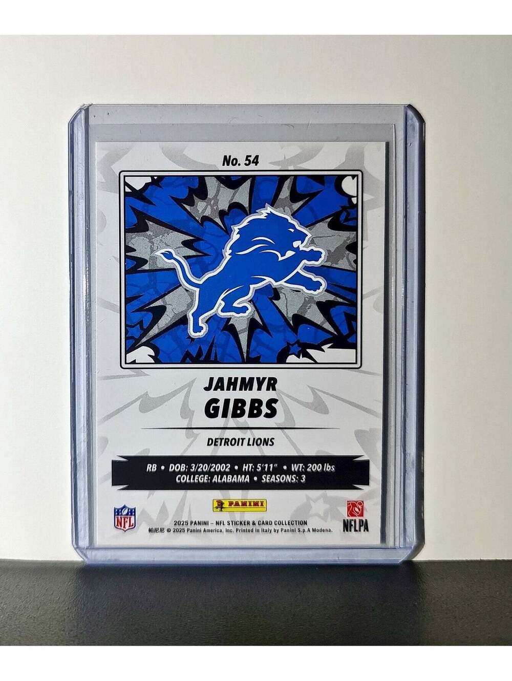 Jahmyr Gibbs 2025 Panini NFL #54 Sticker Card Detroit Lions - Picture 2 of 6